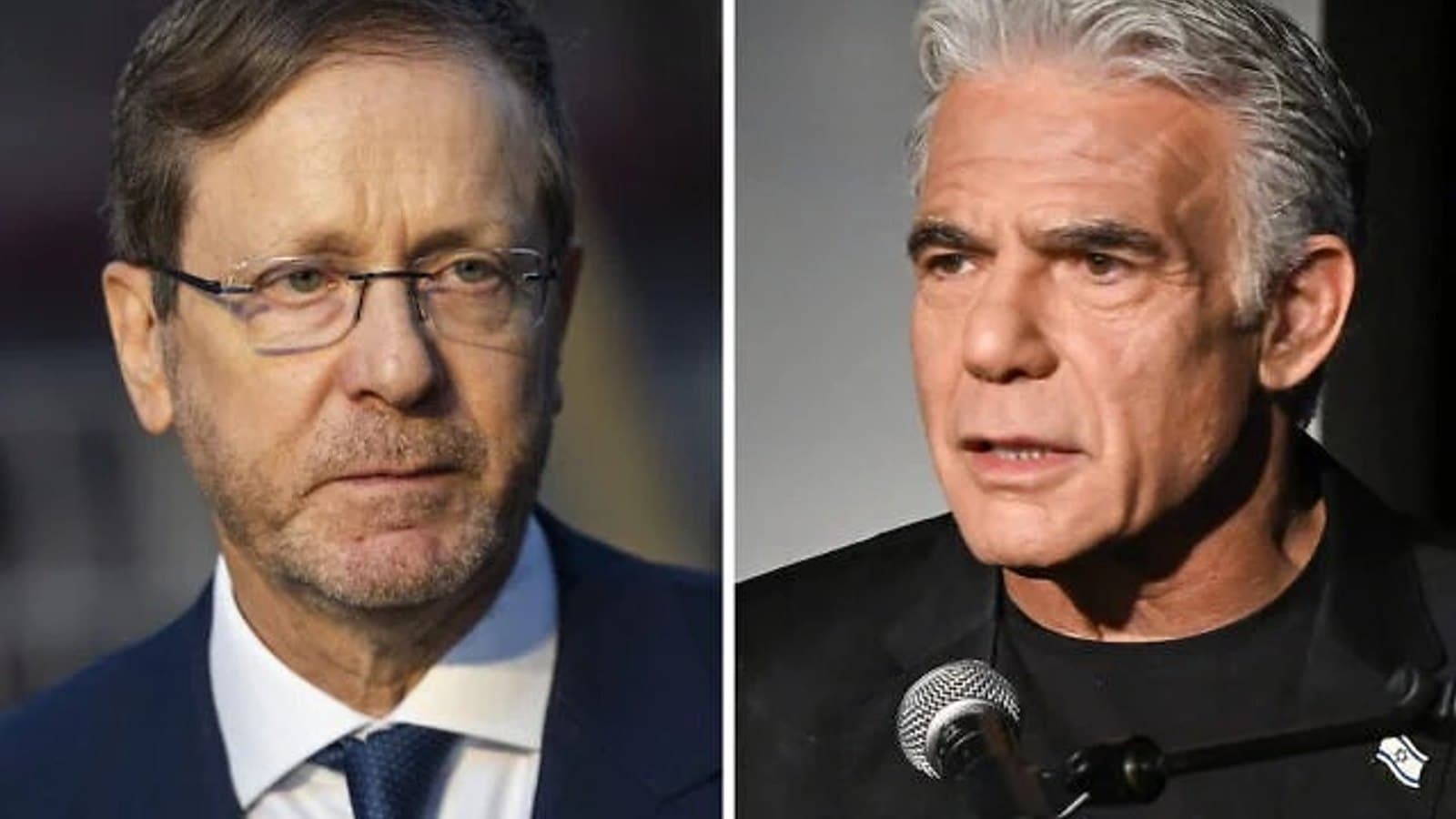 Side by side portraits of President Isaac Herzog and Yair Lapid. תצלום ארכיון.